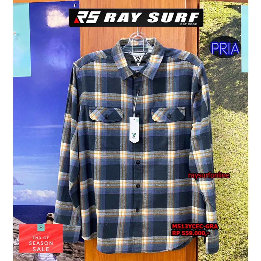 RAYSURF VISSLA SALE KEMEJA PRIA M513YCEC-GRA ORIGINAL