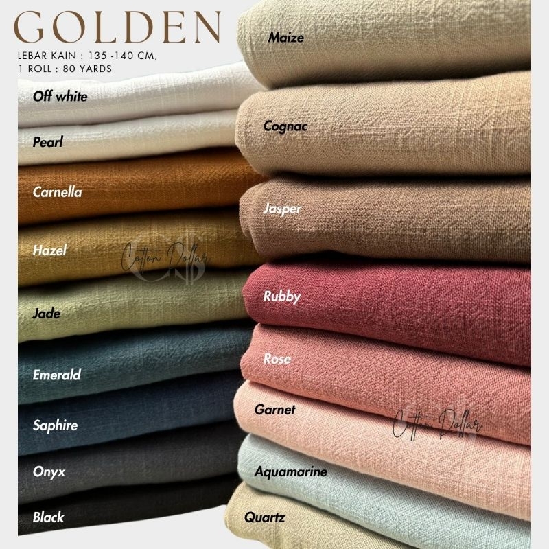 RB1 Kain Linen GOLDEN cotton mix viscose ecer yard grosir roll