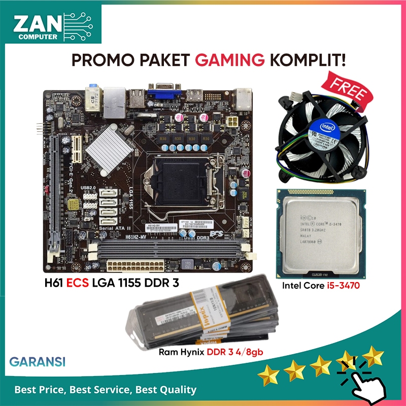 Paket Pc Gaming Fullset Motherboard H61 LGA 1155 - Paket Pc Fullset Mobo Merk Asrock / Asus / Gigaby