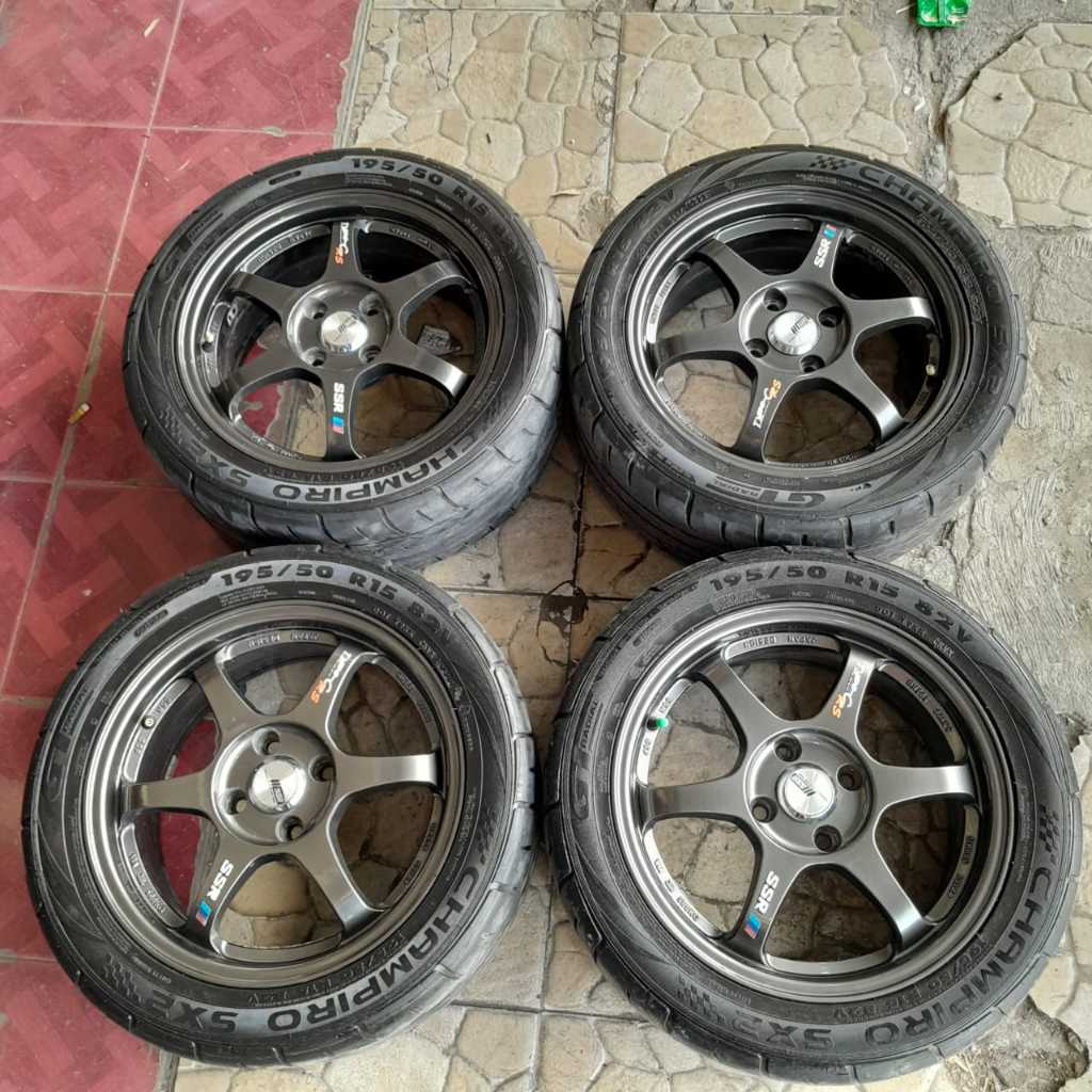 Paket Velg Racing Ring 15 Second Ssr Type C Pcd 4x100 Ban Gt SX2 195 50 R15 80% Thn 2022