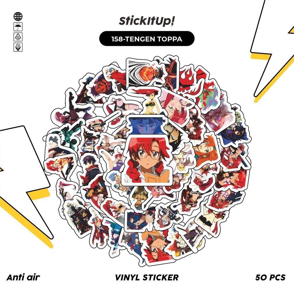 

COD✨ 50 Pcs Stiker Pack Motif Anime Tengen Toppa Gurren Lagan Lucu Aesthetic Vynil Waterproof untuk Freebies Sticker Buku Journal Casing HP Laptop