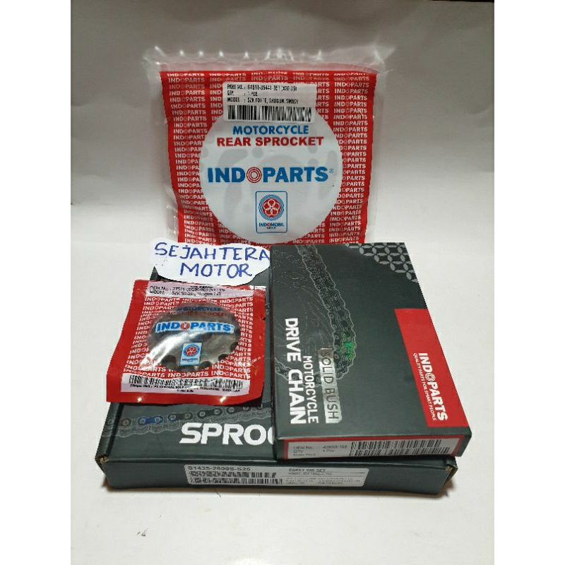 Gear set/paket asli Indopart untuk motor SHOGUN 125 S1435-2800S-S25