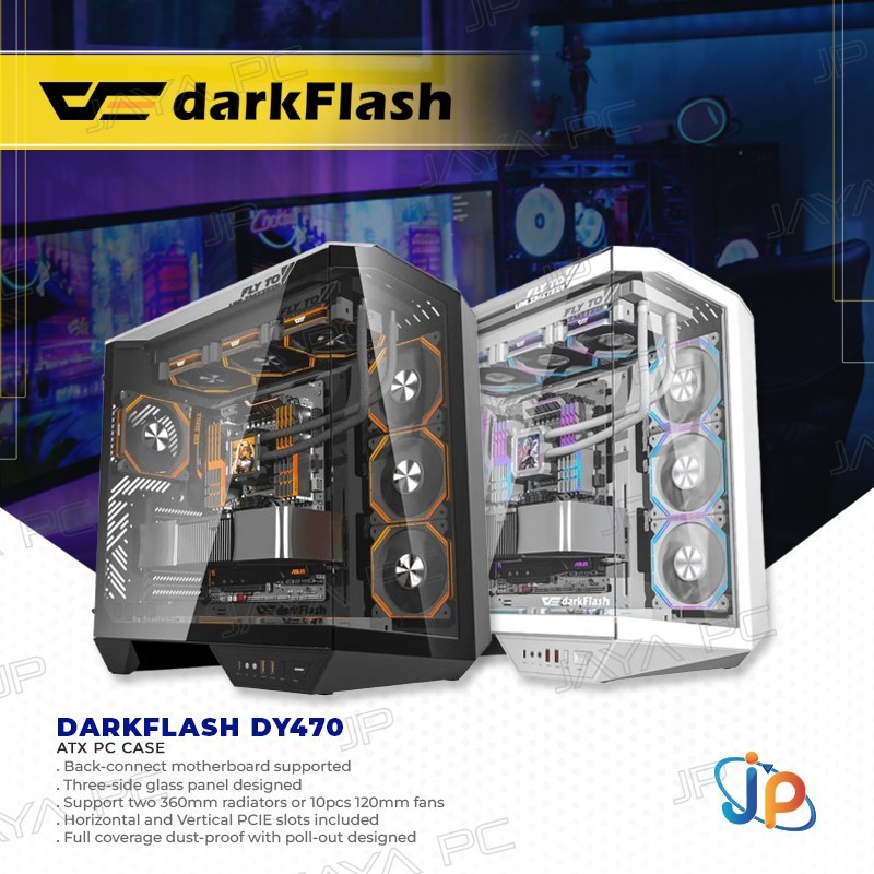 darkFlash DY470 ATX PC CPU Case - Tempered Glass Casing