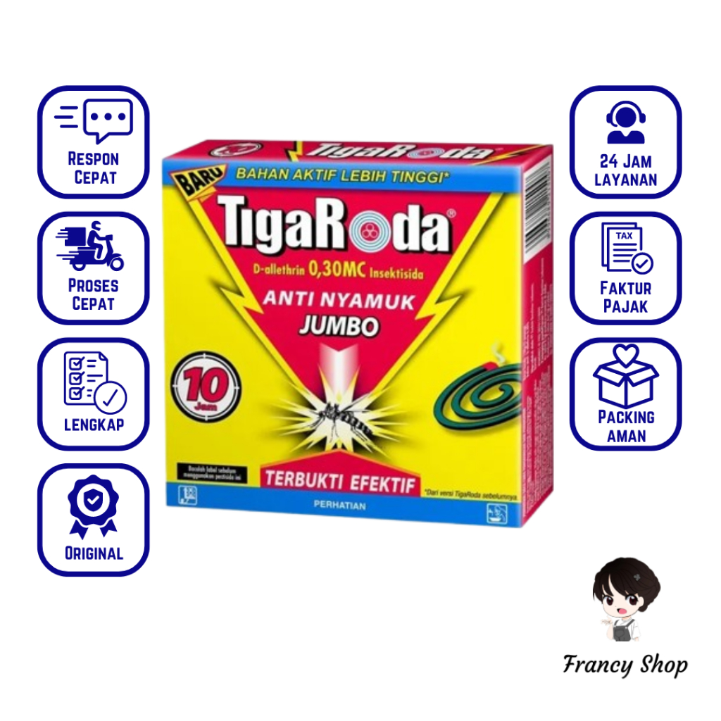 Obat Nyamuk Bakar Tiga Roda Anti Nyamuk Coil Jumbo 10 jam