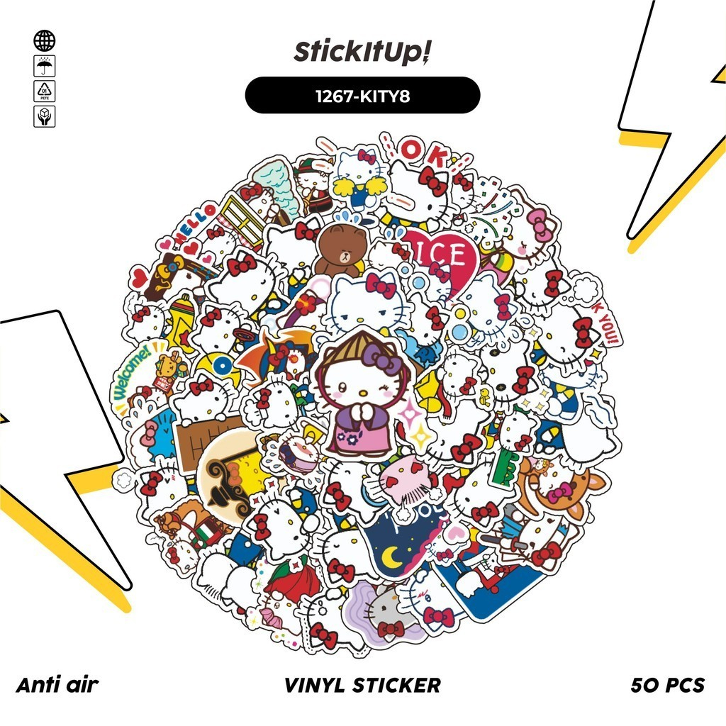

COD✨ 100 Pcs Stiker Hello Kitty v11 Lucu Aesthetic Vynil Waterproof untuk Freebies Sticker Buku Journal Casing HP Laptop