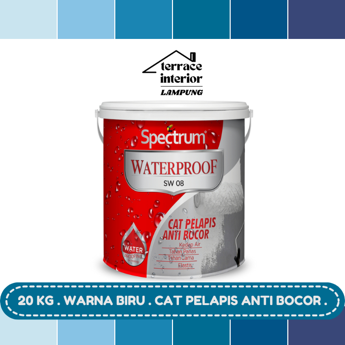 Cat Pelapis Anti Bocor Spectrum Waterproof Warna Biru 20 KG