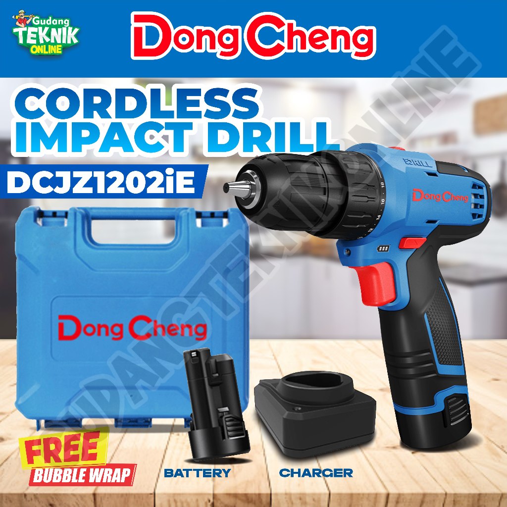 DONGCHENG Mesin Bor CORDLESS 10mm DONGCHENG DCJZ1202iE 12V / Bor Drill Tangan BATTERY BATERAI 10 mm 