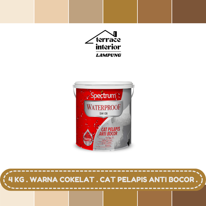 Cat Pelapis Anti Bocor Spectrum Waterproof Warna Cokelat 4 KG