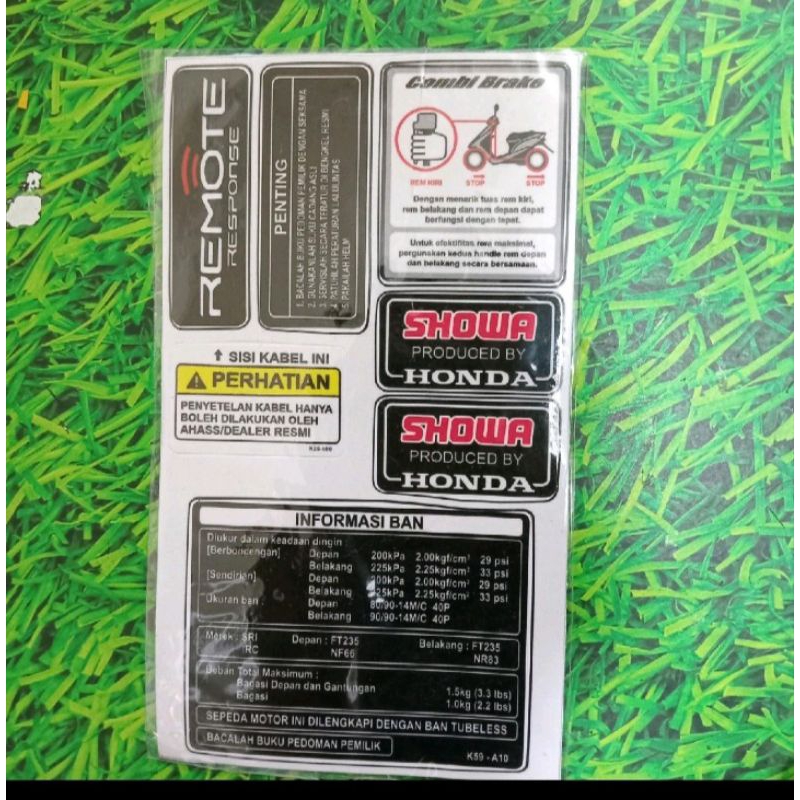 stikers informasi ban untuk montor honda metic