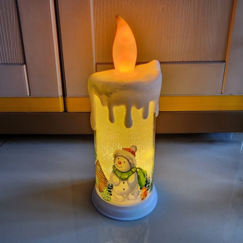 Hiasan led natal lilin glitter jumbo