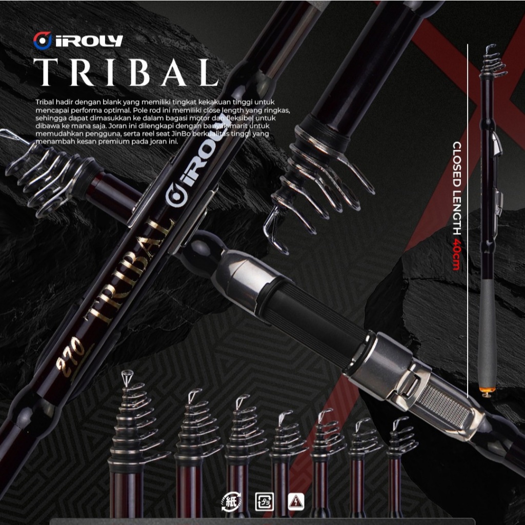 joran tegek kolong iroly TRIBAL 180 s/d 450 (ruas pendek/full carbon)