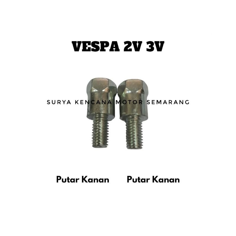 Adapter Baut mur penyangga sambungan spion Vespa Matic LX LXV S Primavera Sprint 2V 3V