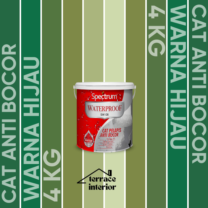 Cat Pelapis Anti Bocor Spectrum Waterproof Warna Hijau 4 KG
