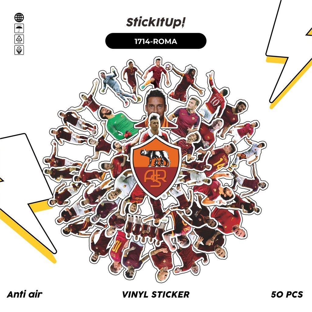 

COD✨ 100 Pcs Stiker Pack FOOTBALL SERIES AS ROMA Lucu Aesthetic Vynil Waterproof untuk Freebies Sticker Buku Journal Casing HP Laptop