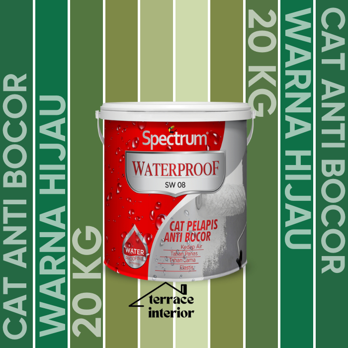 Cat Pelapis Anti Bocor Spectrum Waterproof Warna Hijau 20 KG
