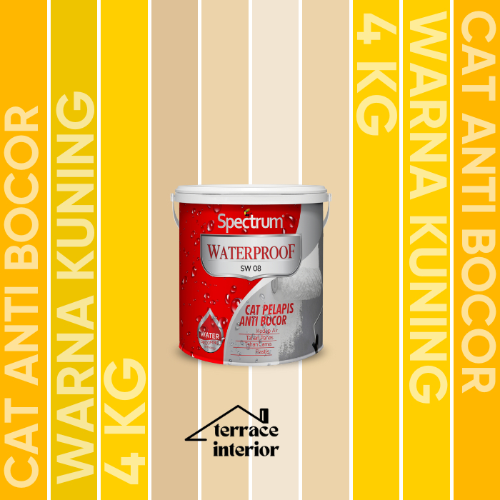 Cat Pelapis Anti Bocor Spectrum Waterproof Warna Kuning 4 KG