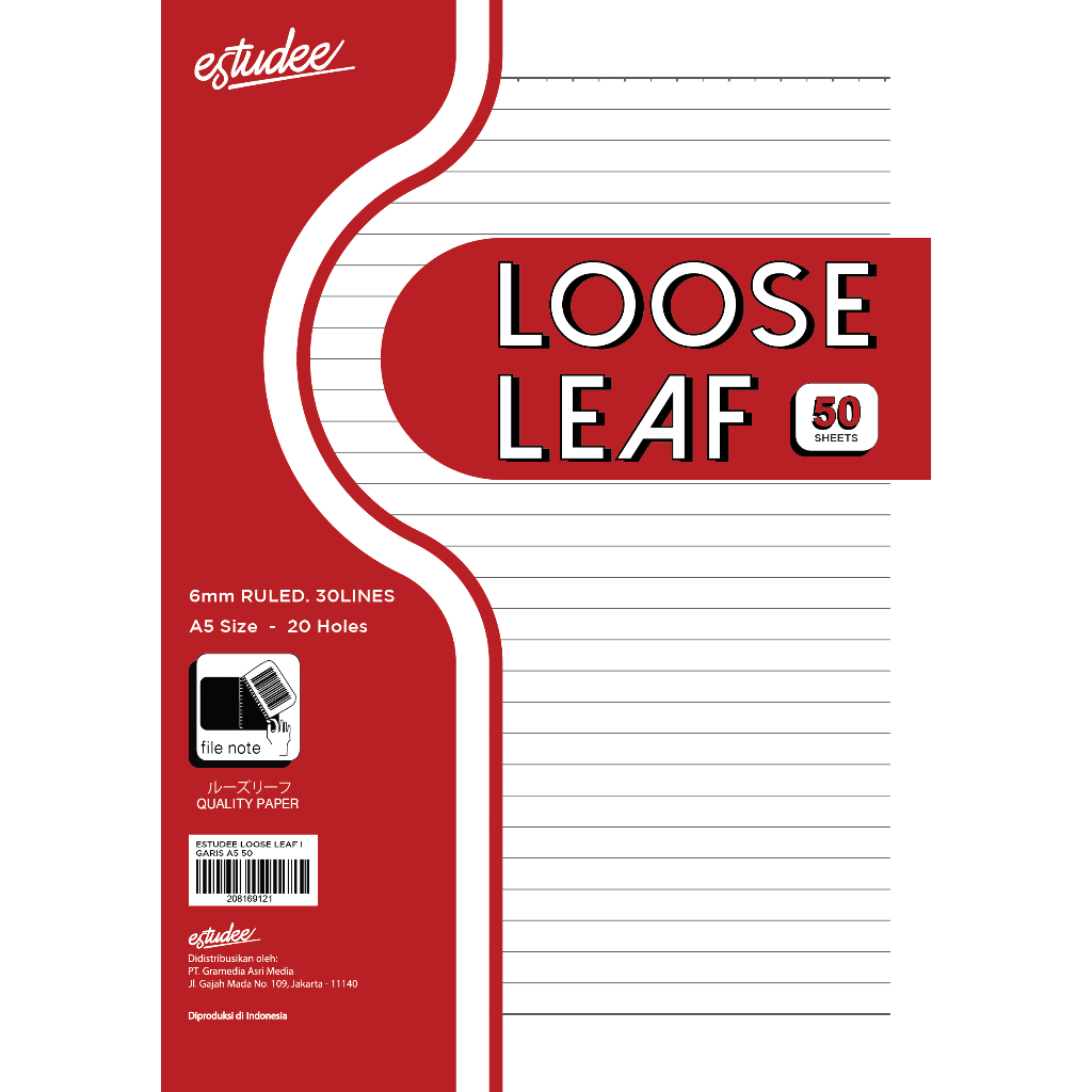 

Gramedia Mal Pekanabru - (Original) Estudee Loose Leaf I Garis A5 50
