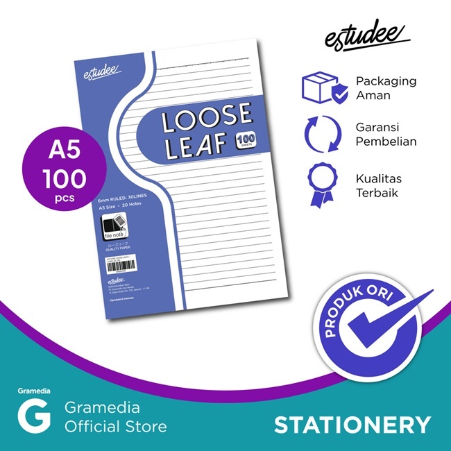

Gramedia Mal Pekanbaru - (Original) Estudee Loose Leaf J Garis A5 100