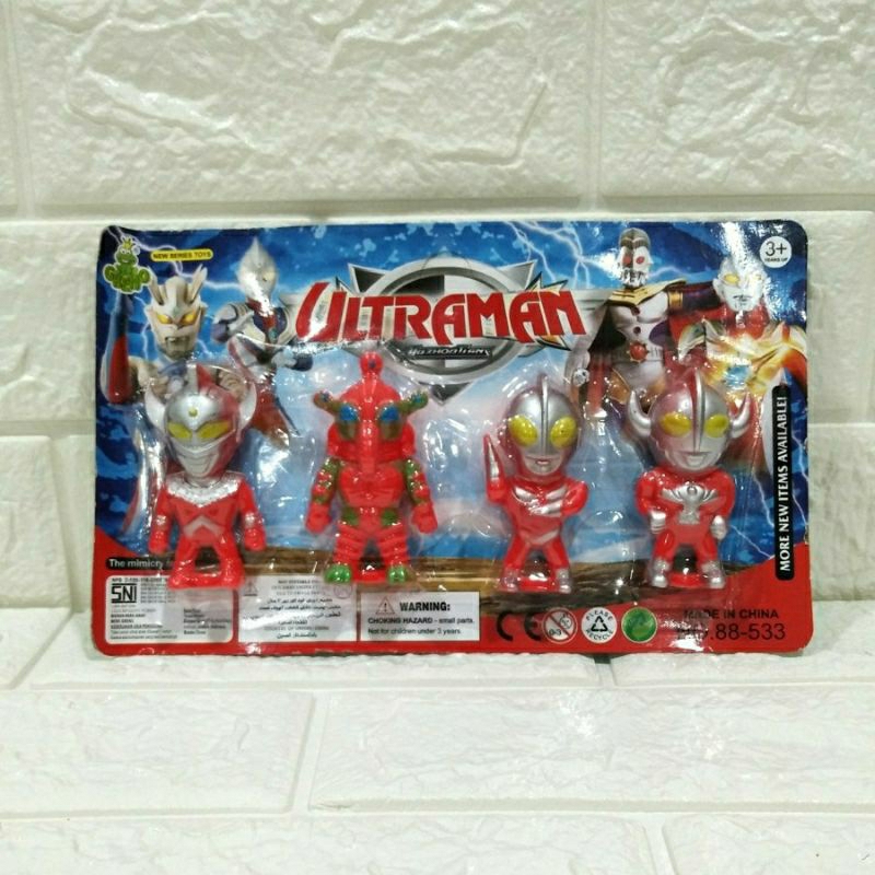 mainan Ultraman merah kecil isi 4 bahan plastik 88-533
