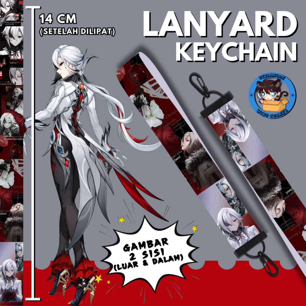 

Lanyard Strap Anime 2 Sisi / The Knave Genshin Impact / Lanyard Custom Suka Suka / Gantungan kunci layard keychain