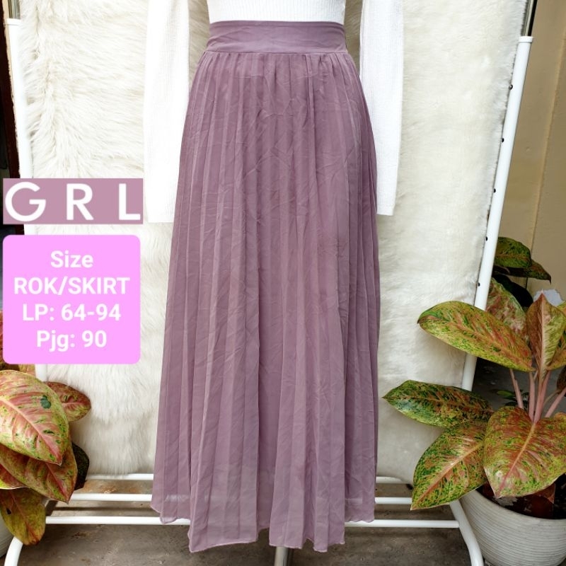 GRL Rok Skirt Plisket Sifon Wanita
