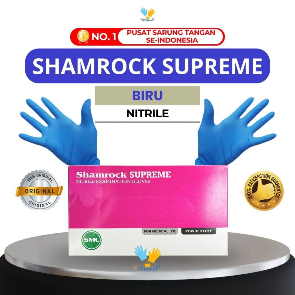 Sarung Tangan Nitrile Shamrock Supreme / Sarung Tangan Nitrile No Powder / Sarung Tangan Shamrock