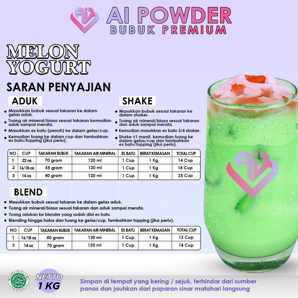 

Melon Yogurt Bubuk Minuman Premium Instan 1Kg