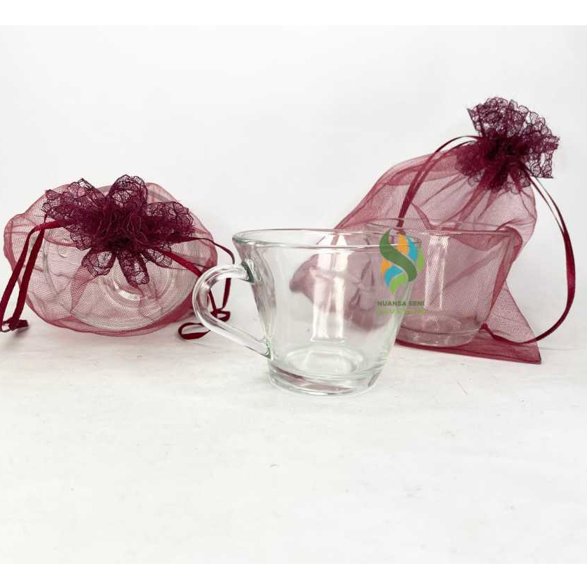 Souvenir Pernikahan Gelas Cangkir Teh Mug Minum 200ml Cangkir Kopi Tumbler Kaca Bening Polos