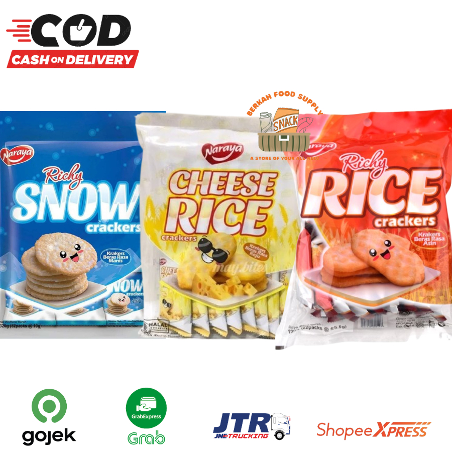 

[ BERKAH ] Naraya Richy Rice Crackers Snow Crackers Cheese Rice Crackers 120gr Snack Import Snack Cemilan Beras Krekers Manis Gurih Halal