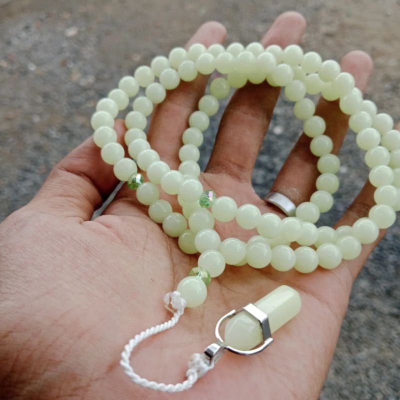 tasbih batu permata fosfor dengan bandul fosfor