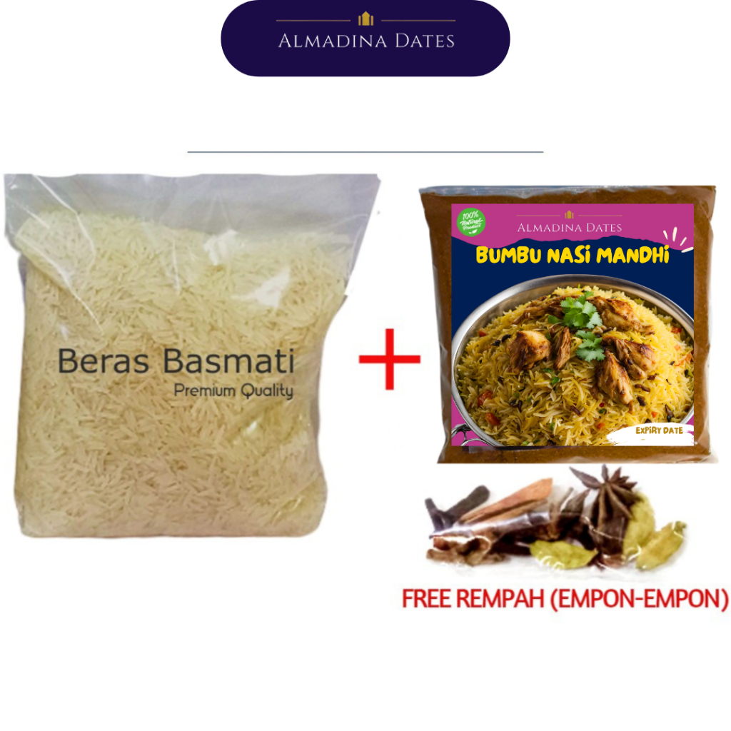 

BERAS BASMATI 1KG DAN BUMBU NASI MANDHI FREE REMPAH