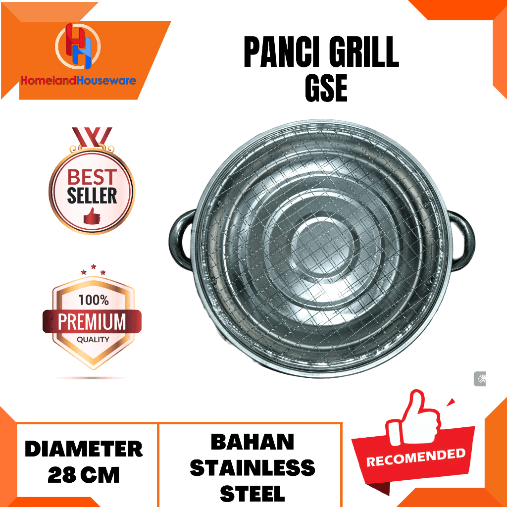 SIAP KIRIM-READY MADIUN/PANCI GRILL GSE 28 CM/PANCI GRILL STAINLESS STEEL/PANCI PANGGANGAN BBQ
