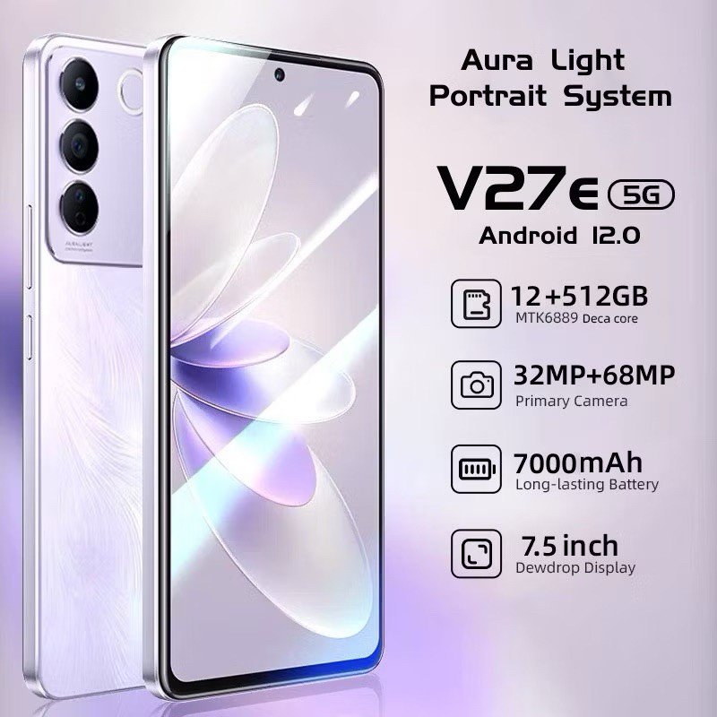 5G【COD+FLASH SALE】VIVO V27e RAM (12/512GB) 68MP OIS Ultra-Sensing Night Camera，7.5inch layar AMOLED，