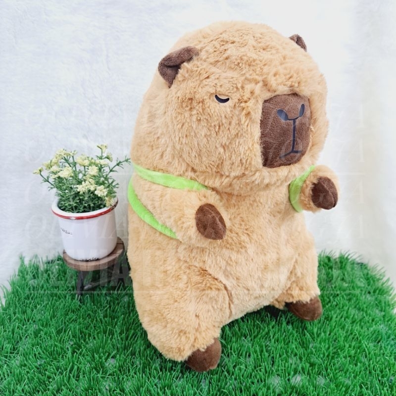 Boneka Capybara Coklat XL Boneka Capybara XL Boneka Capybara Ransel Kura XL