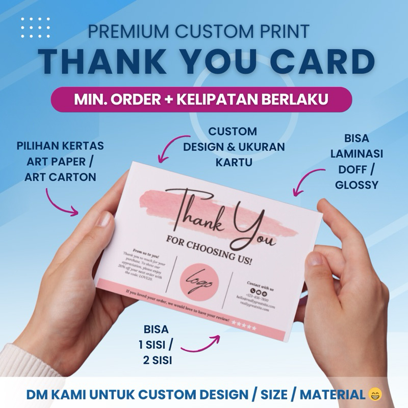

[EXPRESS] Cetak Thank You Card Custom | Kartu Ucapan Terima Kasih Olshop Greetings | Murah
