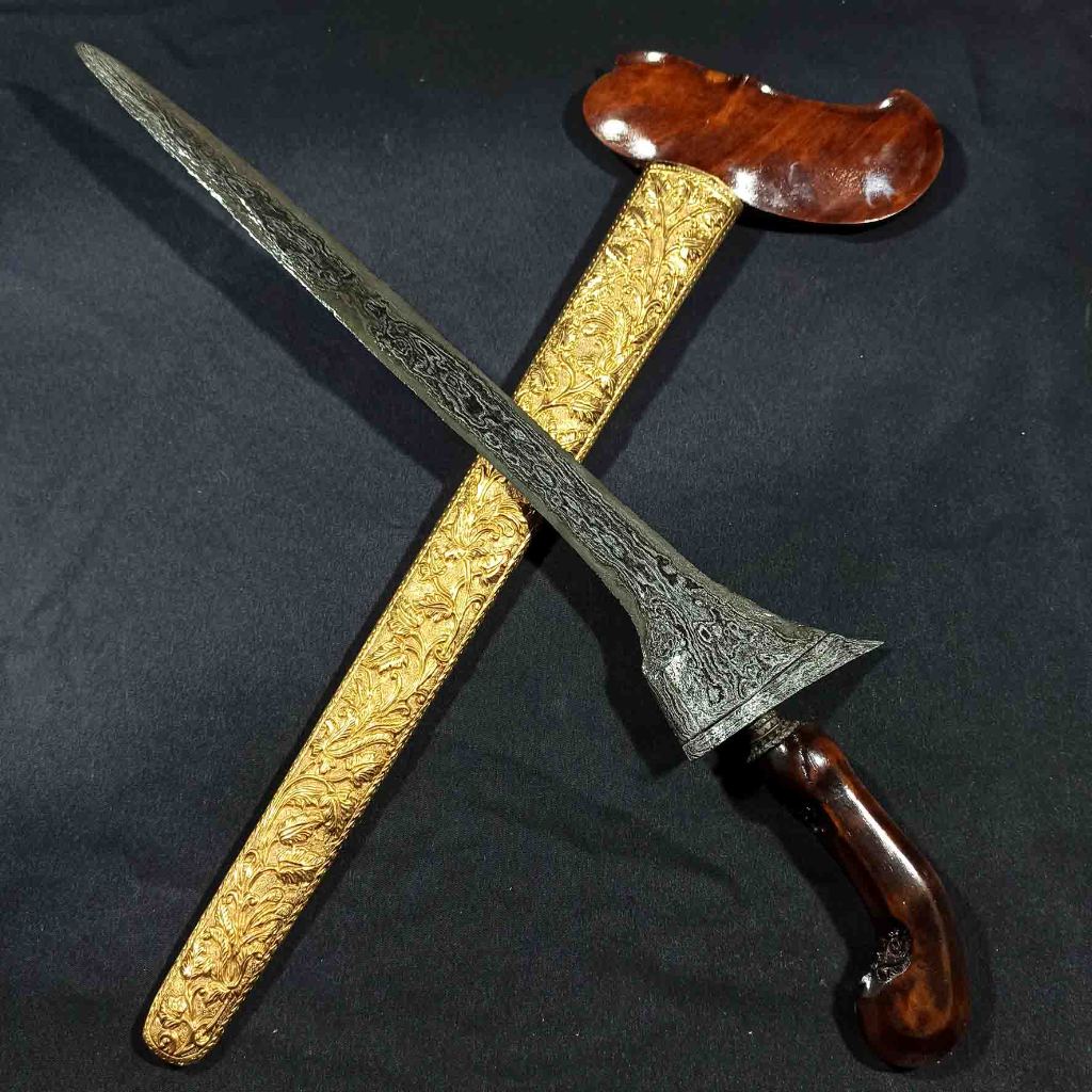 Keris Lurus Brojol Sepuh Kuno Tua Antik Pamor Kulit Semangka Tangguh Mataram