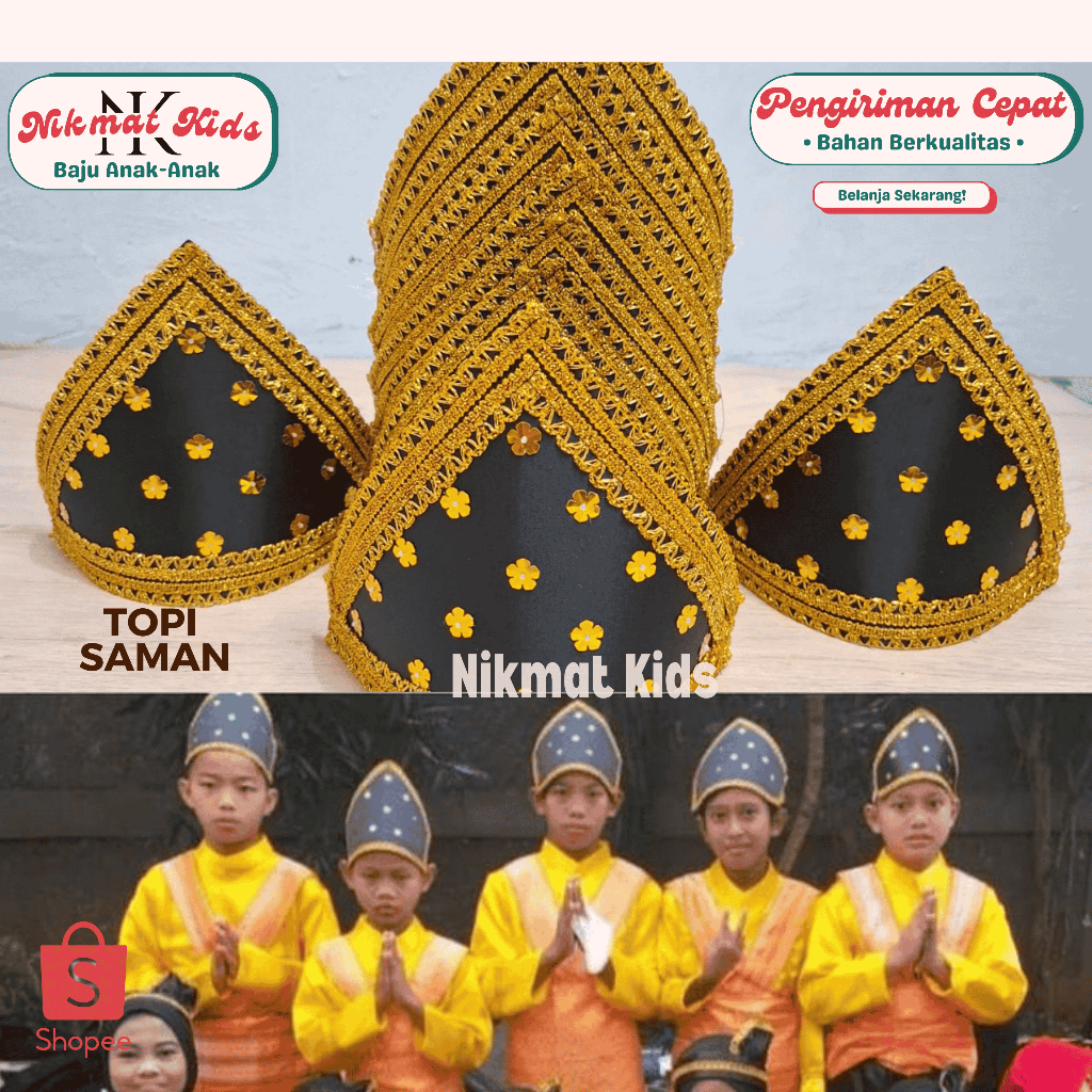 Topi saman laki laki asesoris kepala adat aceh topi aceh tari saman bungong jeumpa anak dewasa aseso
