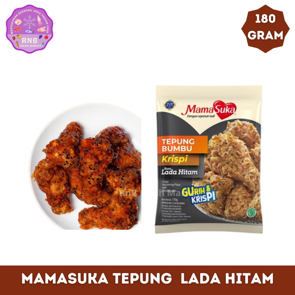 

Mamasuka Tepung Bumbu Krispi Lada Hitam Netto 180 Gram