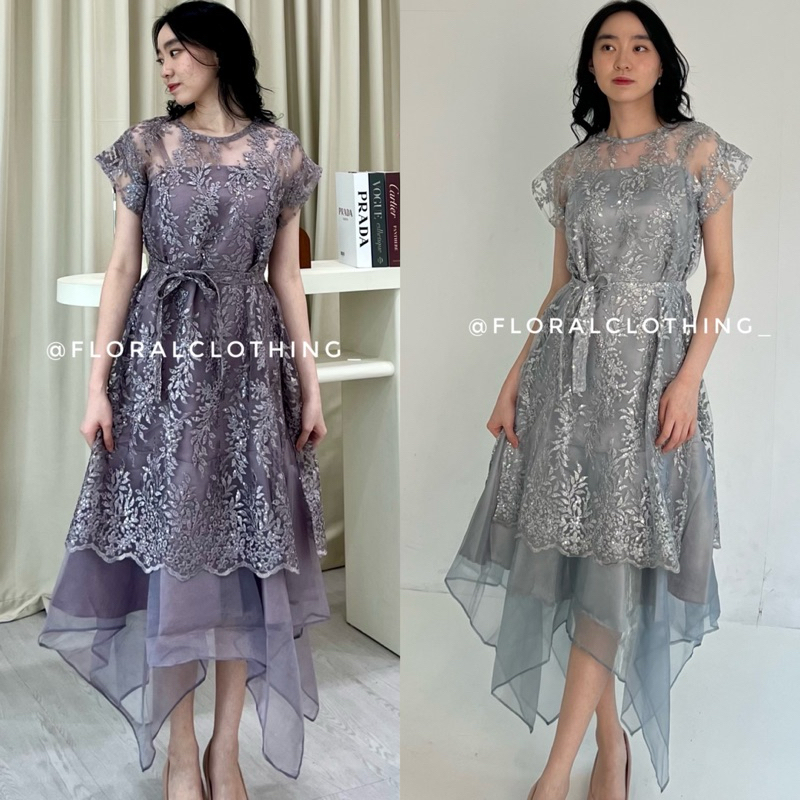 F351 Dress Wanita Kondangan Bridesmaid Pesta Mewah Bahan Premium