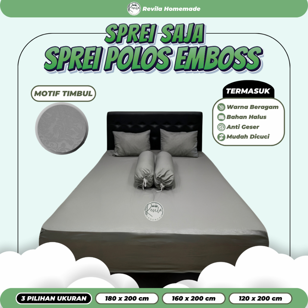 Sprei Saja Polos Embos Uk 180X200, 160X200, 120X200 - Sprei Saja Homemade Polos Murah