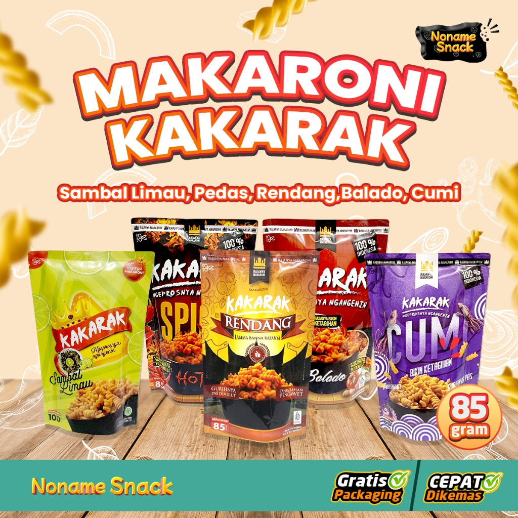 

NoName Snack - Makaroni Spiral Rendang Balado Spicy Cumi Sambal Limau 85 gr