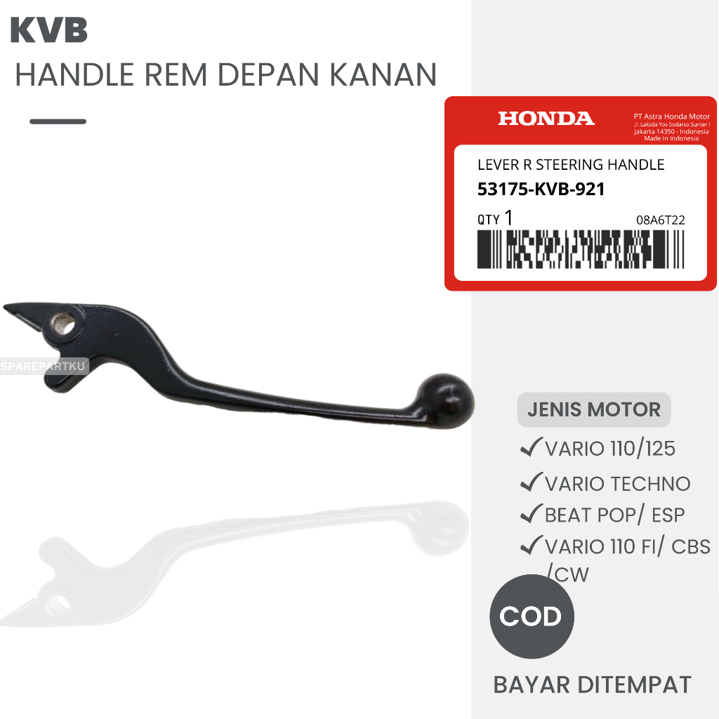 KVB HANDLE REM DEPAN KANAN VARIO 110/125, VARIO 110 FI/ CBS/ CW, VARIO TECHNO, BEAT POP, BEAT ESP
