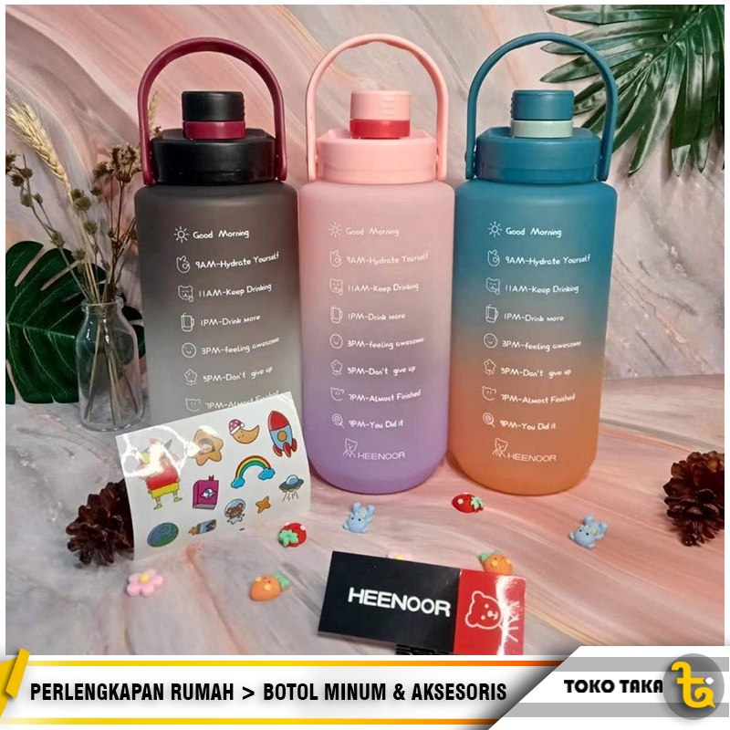 Botol Minum Plastik Heenoor I Botol Minum Plastik Gradasi & Transparan I Botol Minum Tenteng I FREE 