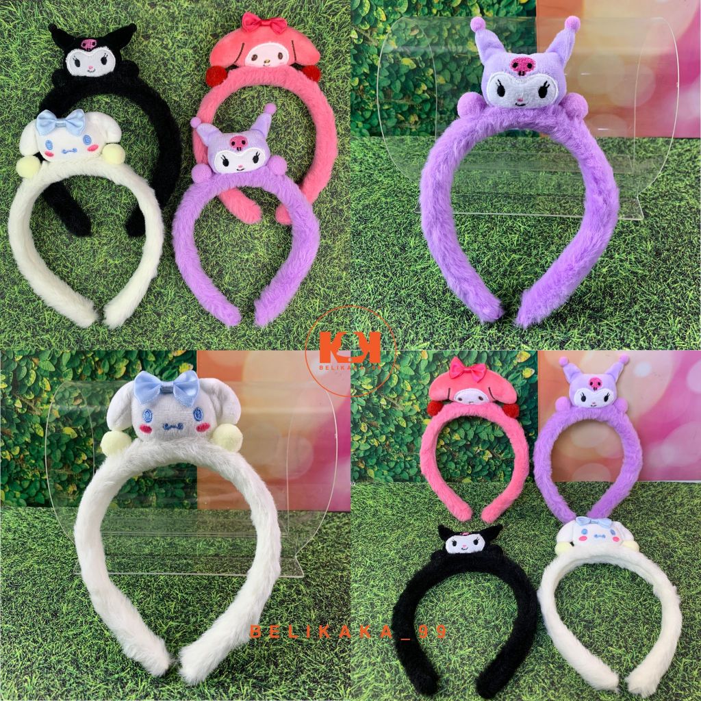 BANDO BULU KARAKTER SANRIO 2 POMPOM / BONDU ANAK KARAKTER SANRIO / BANDO WANITA KARAKTER SANRIO