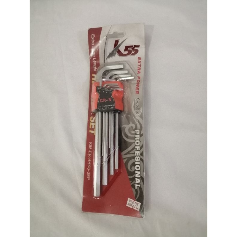 Kunci L set 9pcslurus k55 Hex Key set