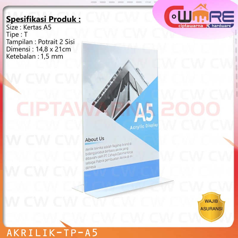 

Akrilik A5 Acrylic Papan Iklan Menu Kasir Usaha Kantor Bening