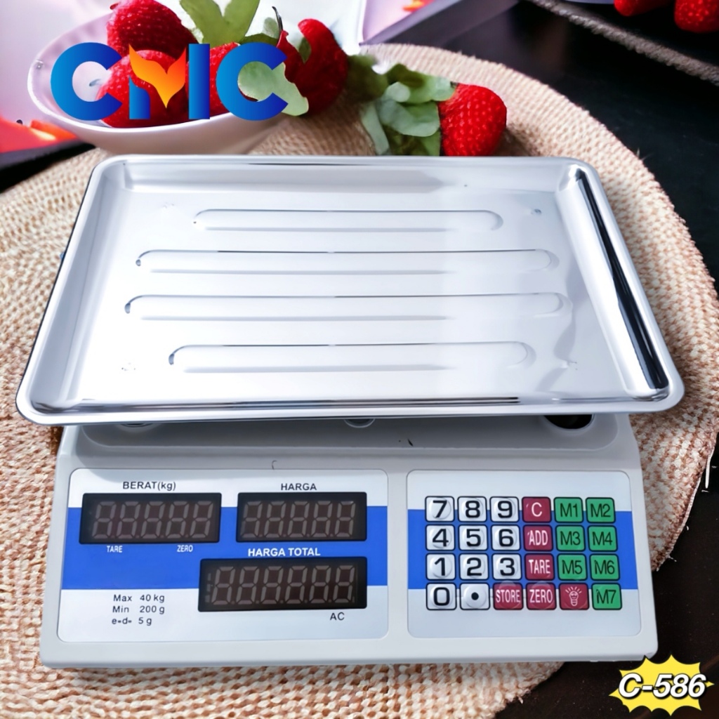 Cmc[C-586]Timbangan Buah Digital 40Kg Digital Computing Scale 40Kg Double Display