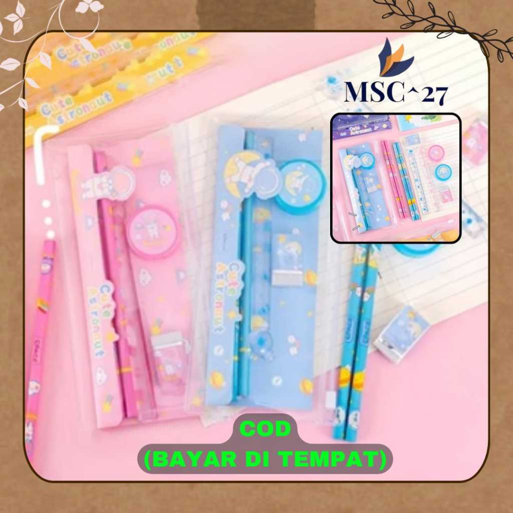 

Set Alat tulis 5 in 1 Karakter Cute Astronot Paket Alat Tulis