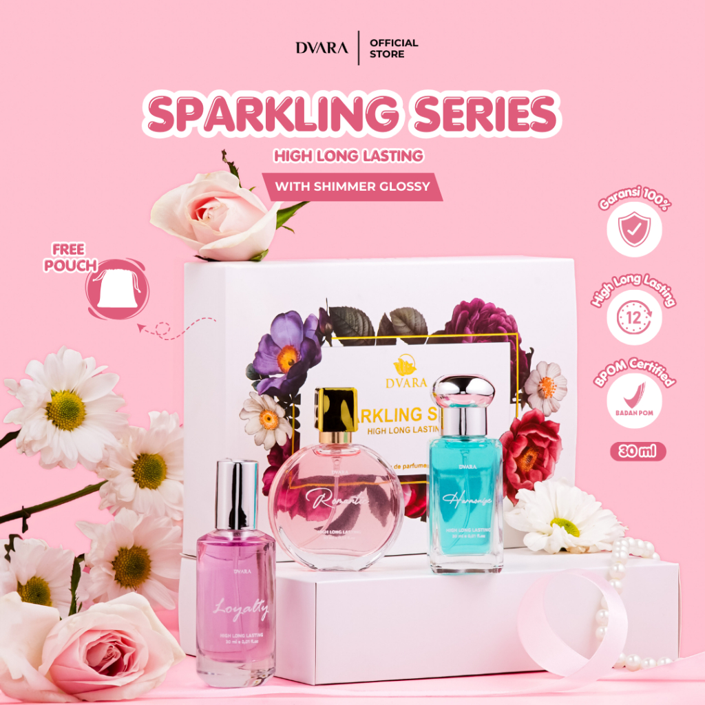 HIGH LONG LASTING PARFUM DVARA SPARKLING SERIES, 1 BOX ISI 3 PARFUM PREMIUM TAHAN LAMA CEWEK