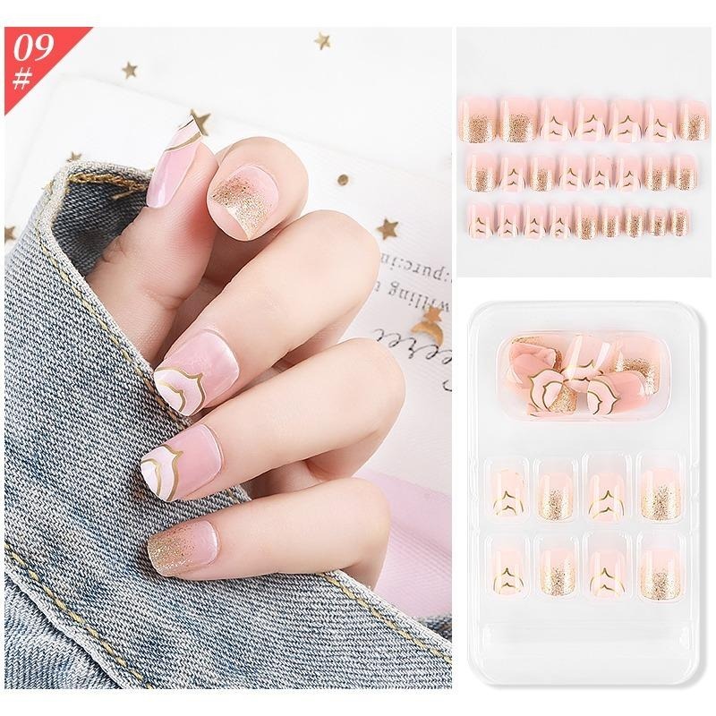 Pinpai Kuku palsu (24pcs + stiker lem) warna lilac Model api kuku palsu jennie/ 24 pcs kuku palsu da
